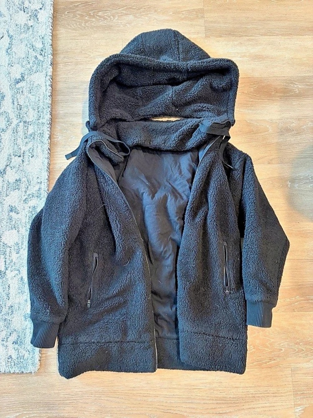 Athleta Range Sherpa Jacket Fleece Teddy Black Medium